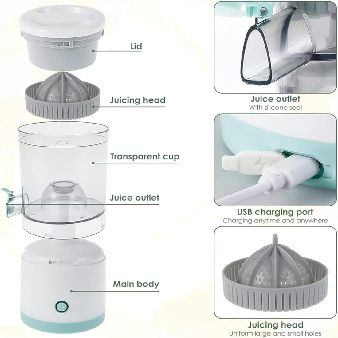 Exprimidor eléctrico, exprimidor portátil, exprimidor de cítricos 